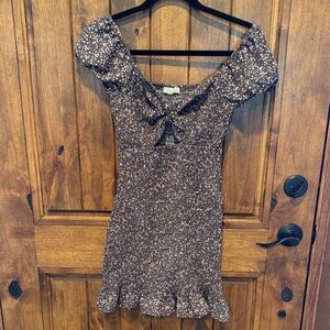 Blush Brown Floral Tie-Front Dress